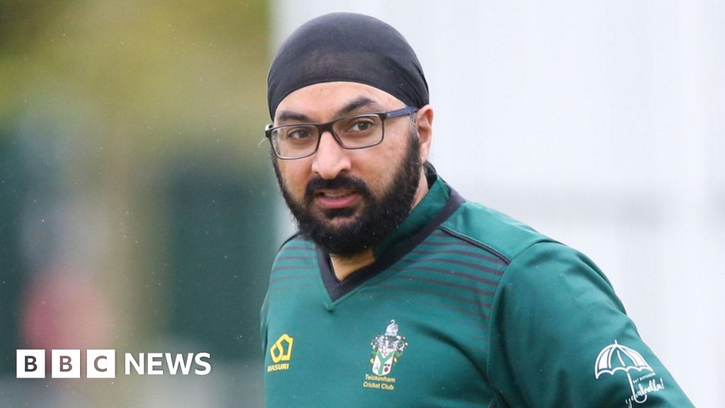 Ex-England player Monty Panesar plays for a village cricket team