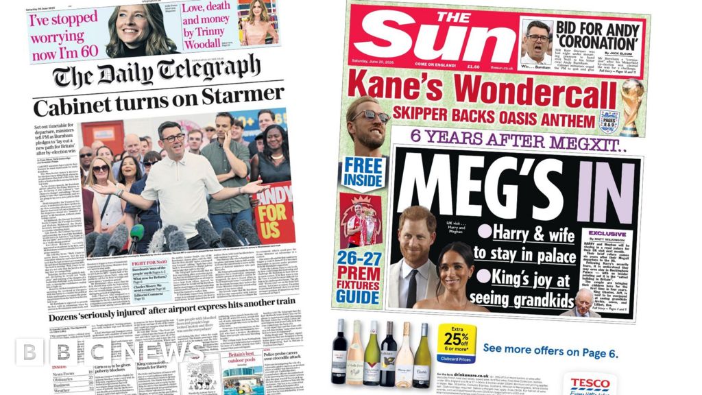 Newspaper headlines: Cabinet turns on Starmer and Megs in for palace stay Newspaper headlines: 'Cabinet turns on Starmer' and 'Meg's in' for palace stay